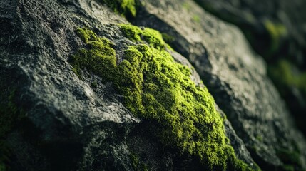 Wall Mural - Close Up Of Green Moss Growing On A Rock, Beautiful Nature Background