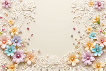 Sticker - background with flowers and butterflies