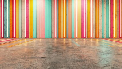 Fototapete - Colorful stage background with copy space , backdrop scenery with different colors making a multicolor and bright modern stage mockup