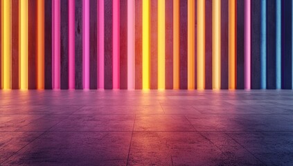 Fototapete - Colorful stage background with copy space , backdrop scenery with different colors making a multicolor and bright modern stage mockup