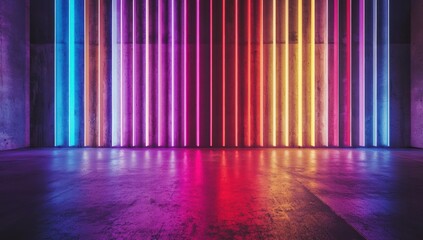 Fototapete - Colorful stage background with copy space , backdrop scenery with different colors making a multicolor and bright modern stage mockup