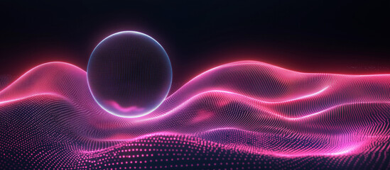 Poster - Floating sound waves create mesmerizing visual with glowing sphere