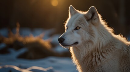 Wall Mural - Majestic Wolf in Golden Light