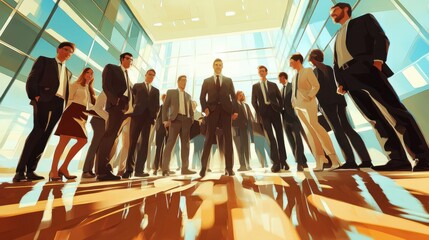 Poster - Large business group working concept illustration