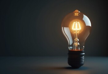Poster - A captivating photo of a lightbulb with a black base and transparent glass body