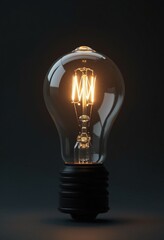 Poster - A captivating photo of a lightbulb with a black base and transparent glass body