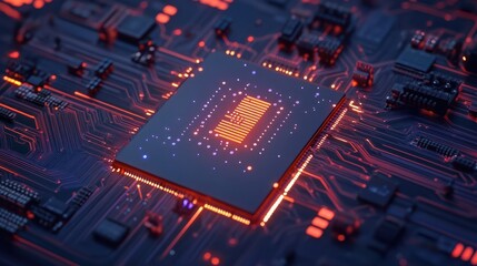 powerful computer processor microchip with the word representing artificial intelligence, AI technology