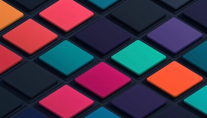 Poster - A vibrant arrangement of colorful squares in various shades, creating an eye-catching abstract pattern suitable for backgrounds.