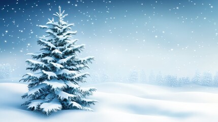 Wall Mural - winter christmas background with snow tree and lots of copy space