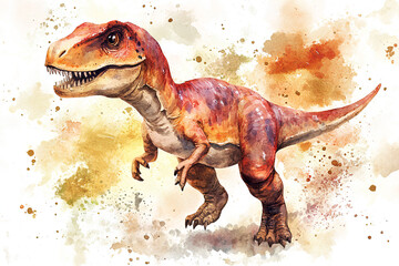 Sticker - Cute watercolor dinosaur illustration