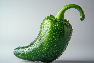 Wall Mural - Green Pepper with Water Drops