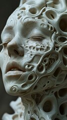 Abstract 3D Sculpture of a Human Face