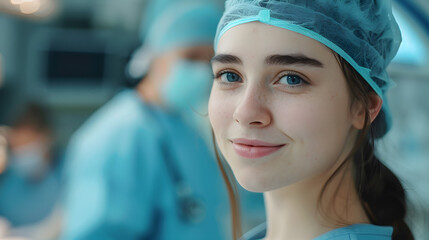 Wall Mural - Portrait of young nurse in surgical department