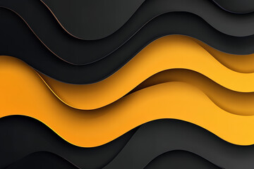 Dark paper waves abstract banner design. Elegant wavy vector background