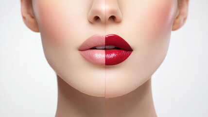 Sticker - Bold Lip Transformation with Vibrant Color Contrast..