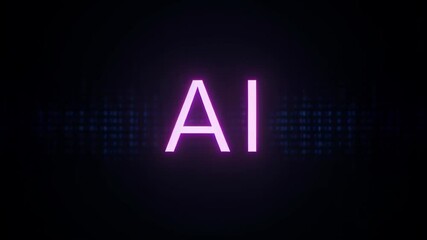 Letters AI artificial intelligence, ionic letters on the background of the program code