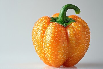 Wall Mural - Orange bell pepper with water droplets