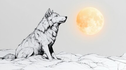 Canvas Print - Wolf howling at the moon