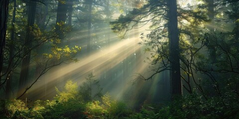 Dark To Light. Awaken in Marin County, California Forest with Light Bursting Through