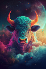 a taurus zodiac sign, space background
