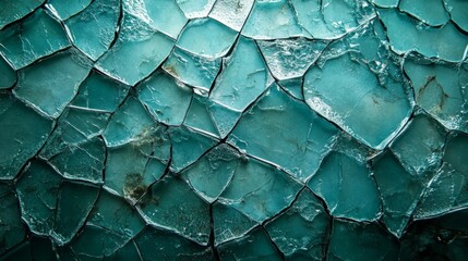 Poster - Abstract Teal Cracked Glass