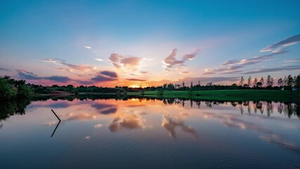 Wall Mural - sunset over the lake