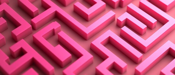 Poster - The striking pink geometric maze patterns are arranged artistically on a textured background, emphasizing contemporary design and visual interest