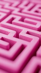 Poster - The intricate pathways of a pink maze are highlighted, showcasing detailed textures and sharp angles in a bright, vibrant environment