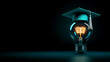 © Your Hand Please - glowing light bulb topped with a graduation cap symbolizes the fusion of knowledge, innovation, and bright ideas. Perfect for themes of education, learning, and intellectual achievement