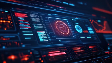 Poster - modern hud screen monitor technology data and diagram presentation background.