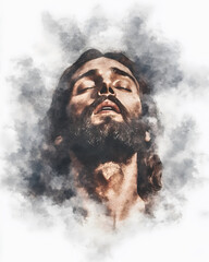 Resurrection of Jesus Christ with a dramatic background