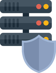 Poster - shield is protecting a server rack in this illustration representing data security