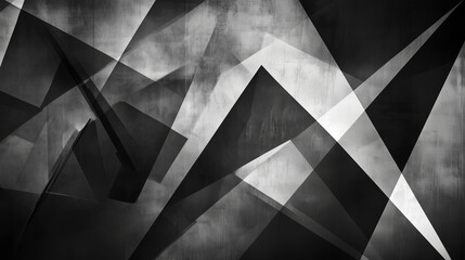 Poster - modern abstract black background design with layers of textured white transparent material in triang
