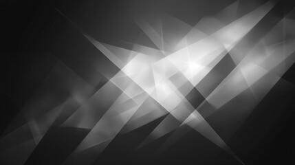Poster - modern abstract black background design with layers of textured white transparent material in triang