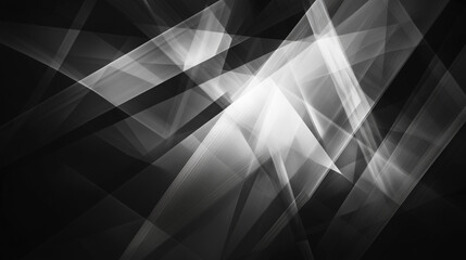 Poster - modern abstract black background design with layers of textured white transparent material in triang