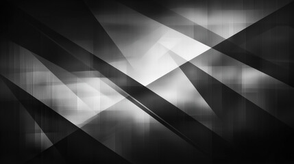 Poster - modern abstract black background design with layers of textured white transparent material in triang