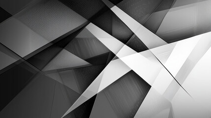 Poster - modern abstract black background design with layers of textured white transparent material in triang