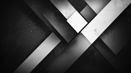 Poster - modern abstract black background design with layers of textured white transparent material in triang