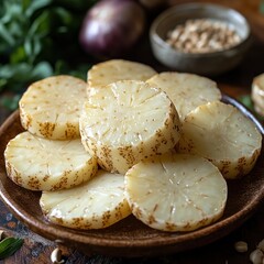 Canvas Print - Closeup of Delicious Sliced White Radish