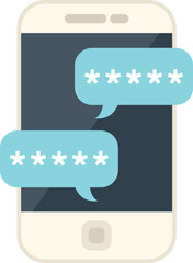 Poster - smartphone is displaying two blue chat bubbles with a hidden password of asterisks, representing onl