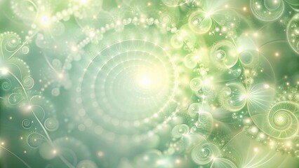 Wall Mural - Abstract Green and White Swirling Pattern with Glowing Stars and Blinking Lights