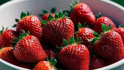 Sweet strawberries with seeds visible closeup