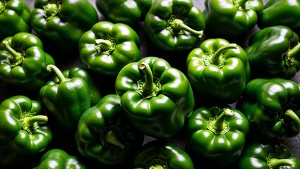 Sticker - Whole green bell peppers with firm texture closeup