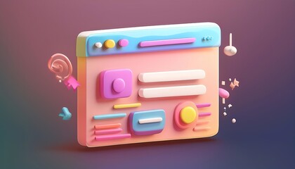 Poster - A colorful, playful interface design featuring buttons, sliders, and accents, showcasing modern digital aesthetics and user interaction elements.