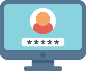 Poster - computer screen showing user profile with hidden password field for secure login