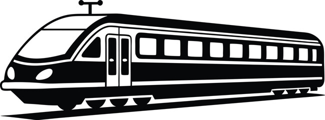 Wall Mural - Modern Train silhouette Vector icon, illustration on black and white.