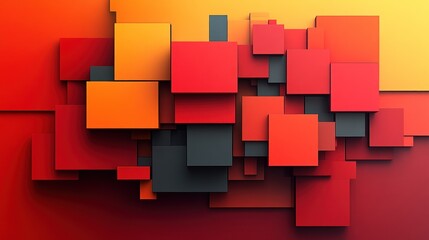 Sticker - Abstract Red and Orange Squares