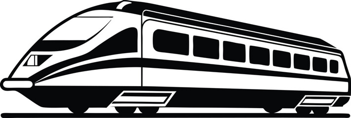 Wall Mural - Modern Train silhouette Vector icon, illustration on black and white.