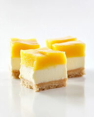 Wall Mural - Mango and pineapple cheesecake bars, close up