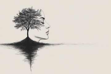 Wall Mural - Woman Tree Illustration